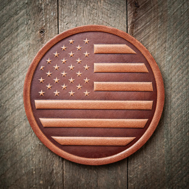 American Flag Leather Coaster - Joy, Delivered