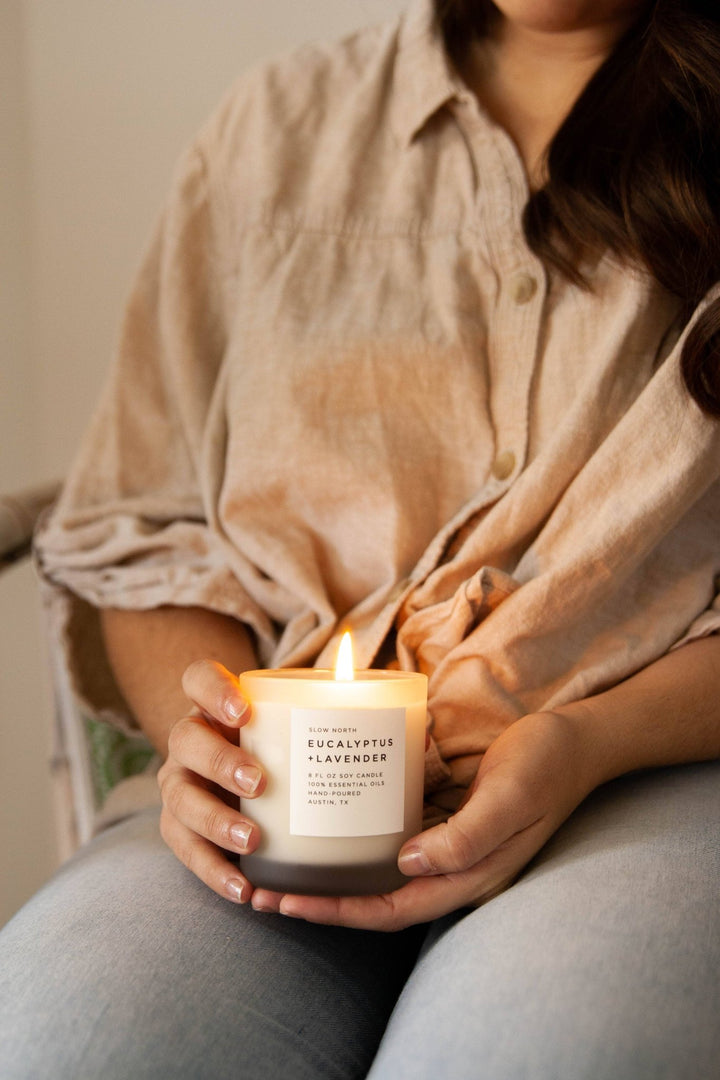 Eucalyptus + Lavender Frosted Soy Candle - Joy, Delivered
