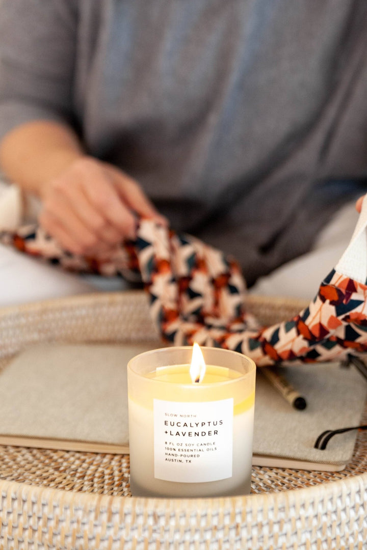 Eucalyptus + Lavender Frosted Soy Candle - Joy, Delivered