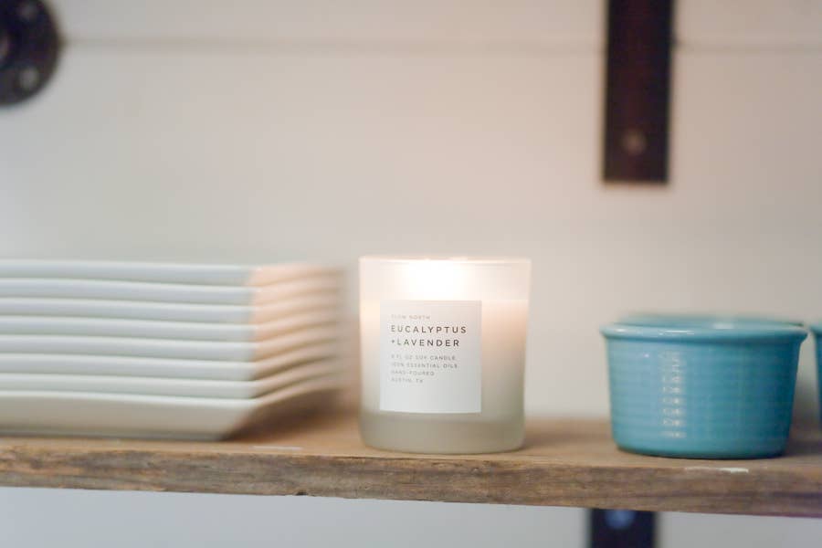 Eucalyptus + Lavender Frosted Soy Candle - Joy, Delivered