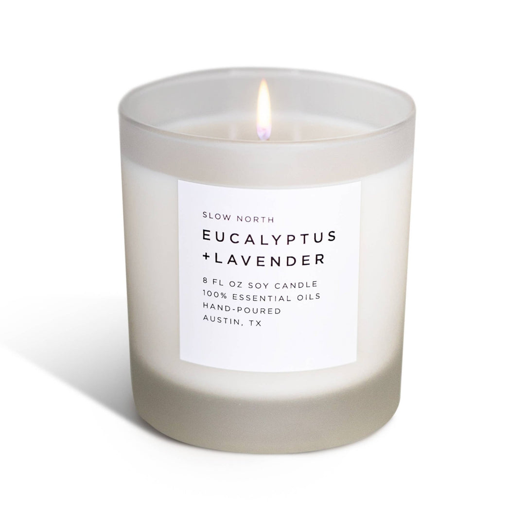 Eucalyptus + Lavender Frosted Soy Candle - Joy, Delivered