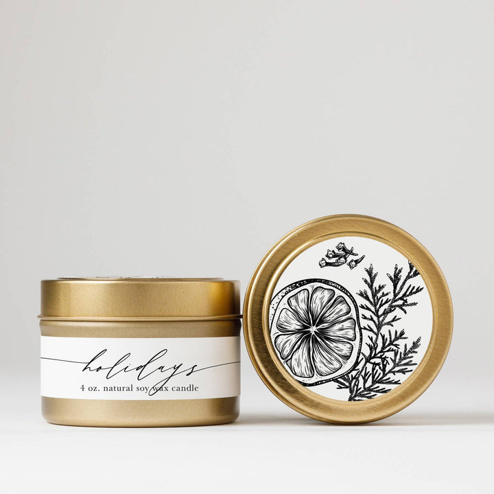 Holidays : Tin Soy Candle ( Christmas Winter Holiday ) - Joy, Delivered